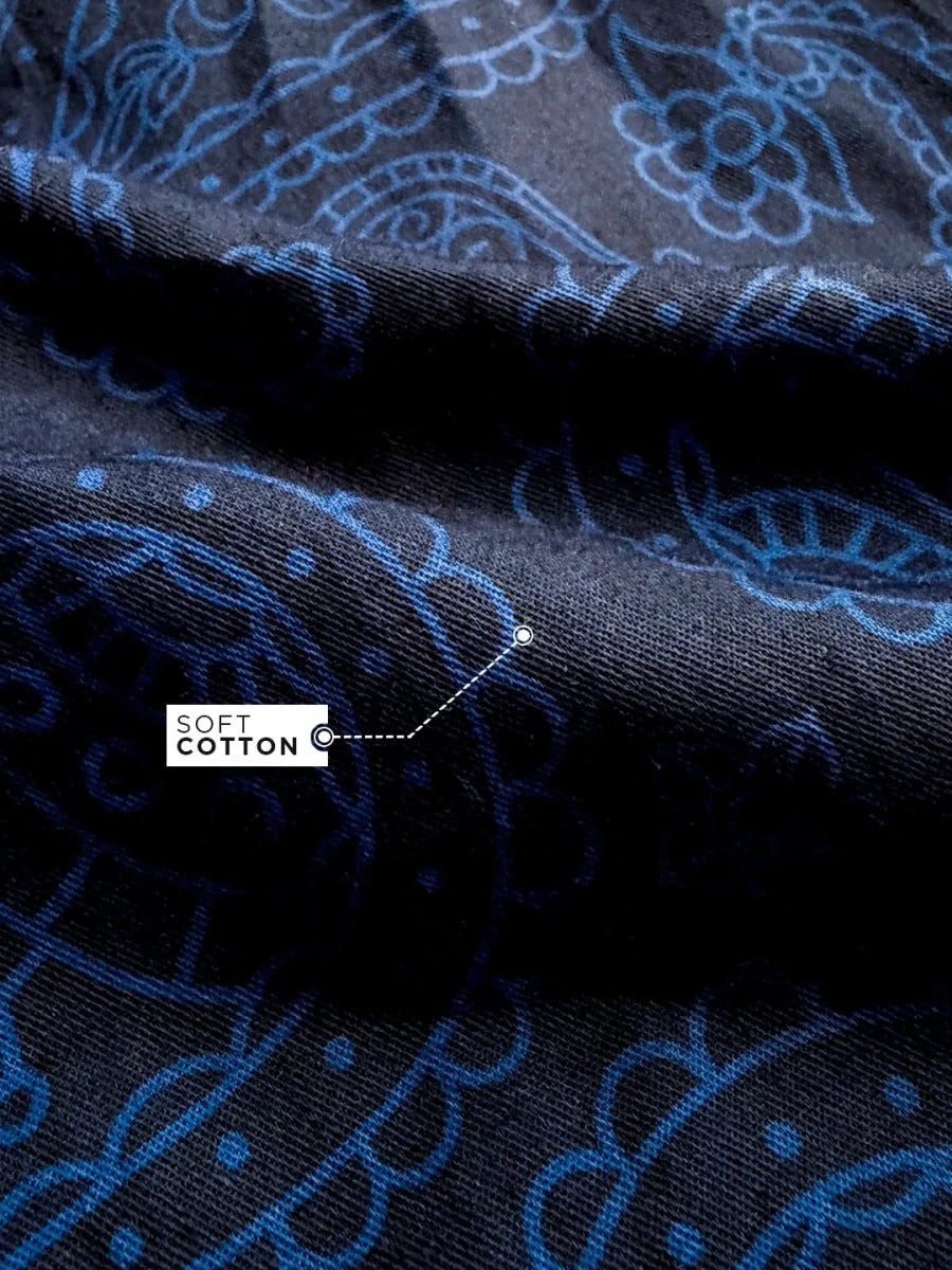 Spatex Rajasthan Folk Art Printed Premium Casual Shirt for Men | Half Sleeve Button-Up Designer Shirt