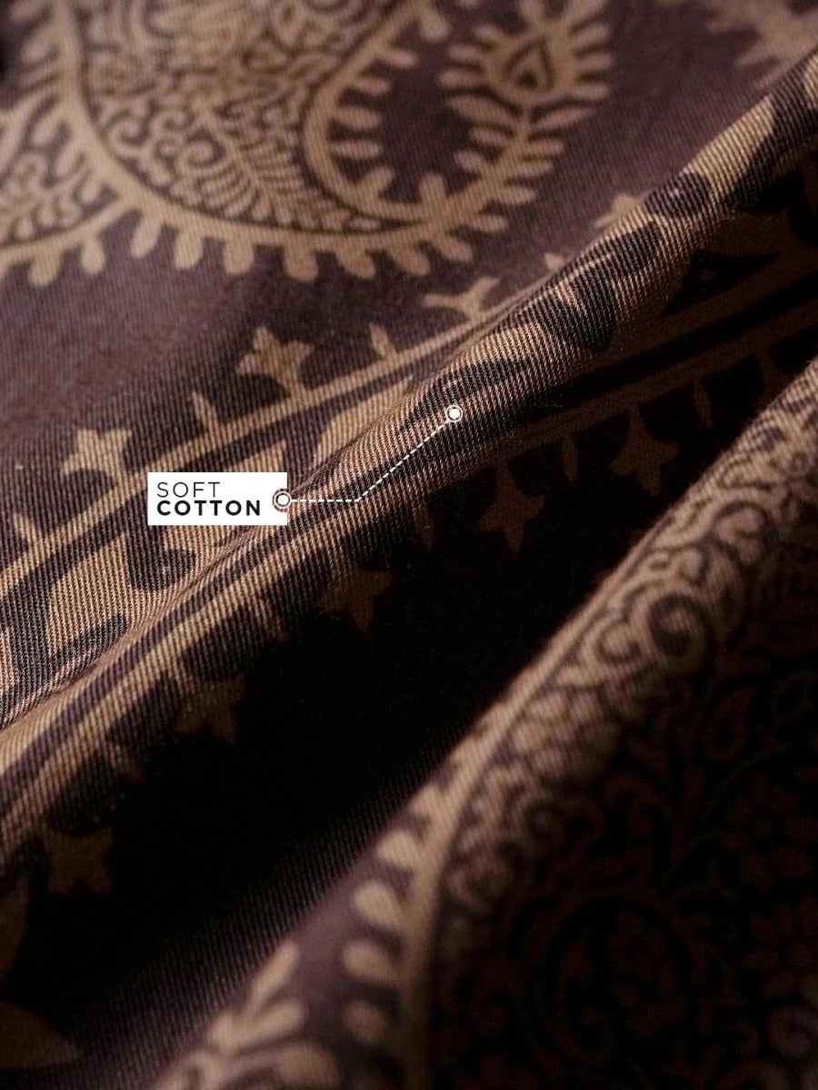 Spatex Nomad of Thar Printed Premium Casual Shirt for Men | Brown Designer Half Sleeve Ethnic Resort Shirt